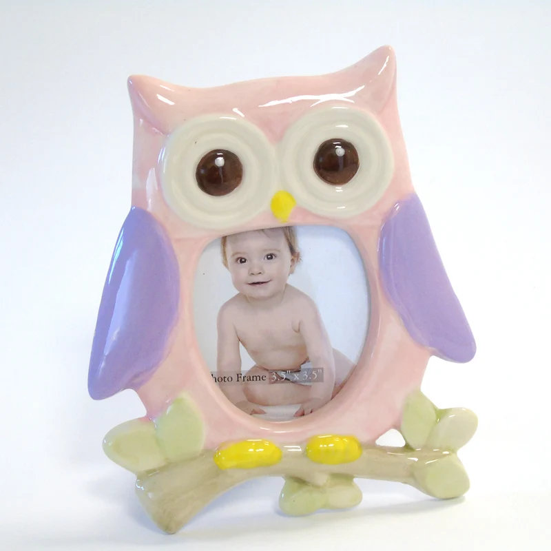 PORTAFOTO IN CERAMICA GUFO ROSA