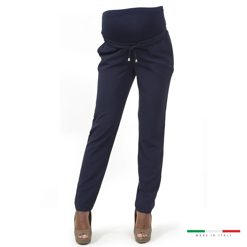 PANTALACCIO - PANTALONE PREMAMAN ESTIVO IN MAGLINA BLU