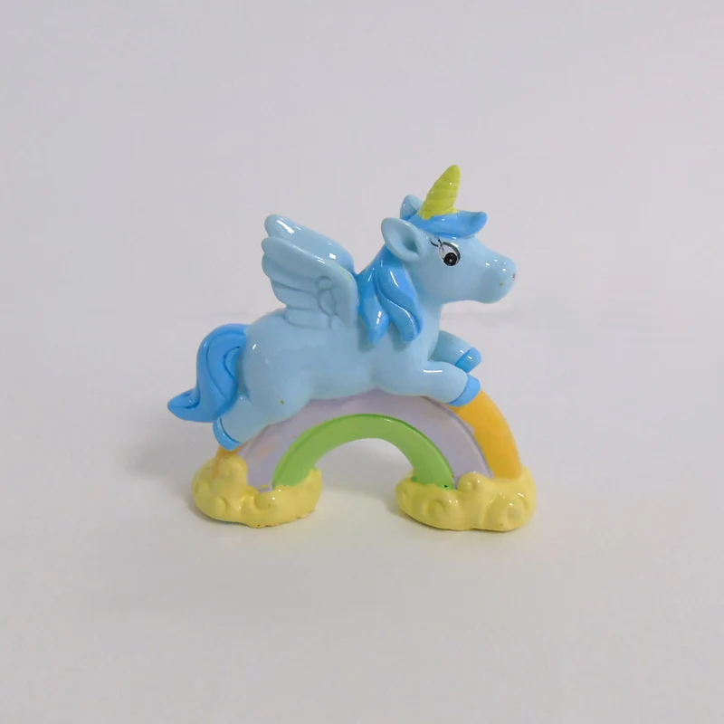 BOMBONIERA NASCITA BATTESIMO UNICORNO SU ARCOBALENO BAMBINO CELESTE