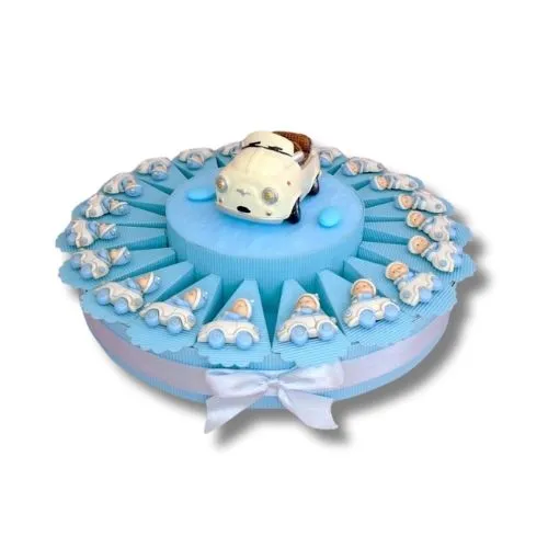 TORTA BOMBONIERA MOD. BIMBO IN MACCHINA