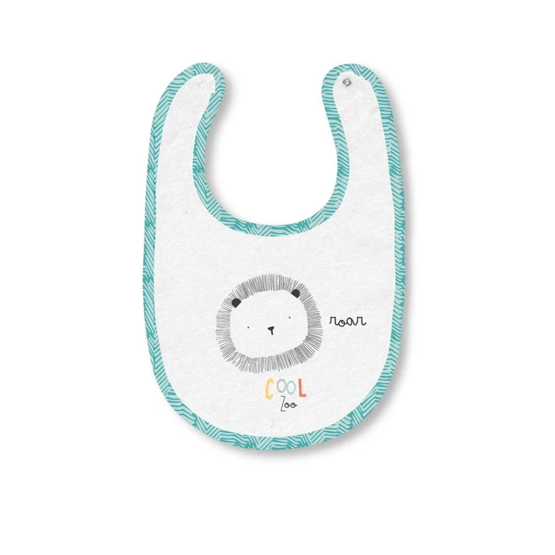 BAVAGLINO BAVETTA NEONATO IN SPUGNA IMPERMEABILE 20x25 CM - COOL ZOO - LEONE
