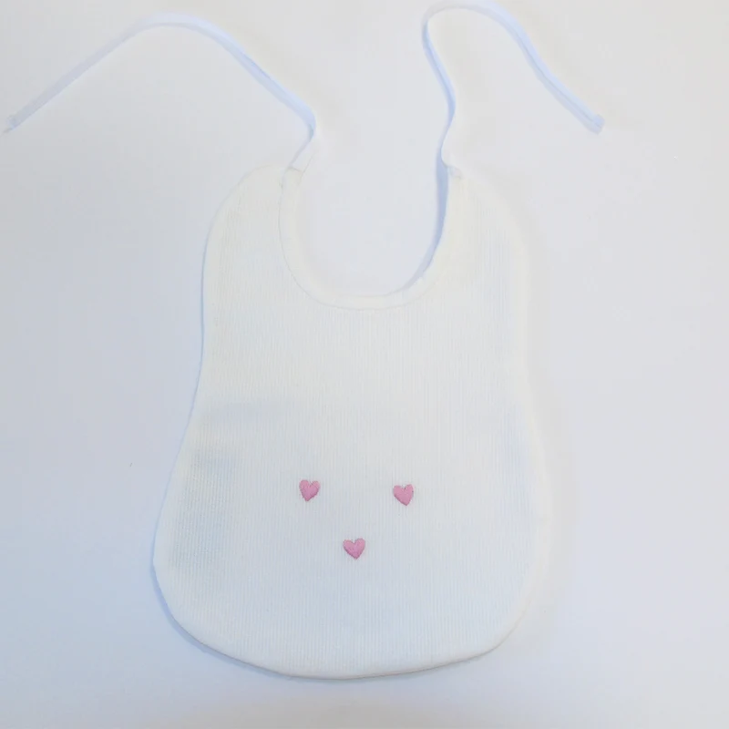 BAVAGLINO NEONATO RICAMATO A MANO CUORI
