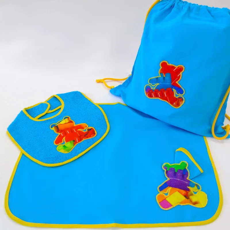 SET ASILO SACCA + TOVAGLIETTA + BAVETTA PERSONALIZZABILE CON NOME - ORSETTO