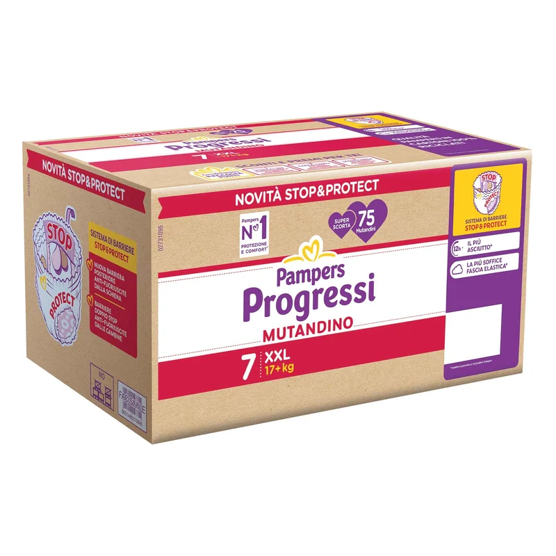Pampers Mutandine Progressi Taglia 7 (+17 kg) Pentapacco 75 pezzi