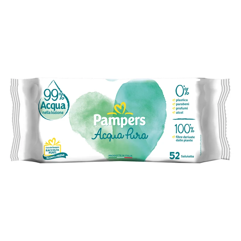 Pampers Salviette Acqua Pura 99% Acqua 52 pezzi