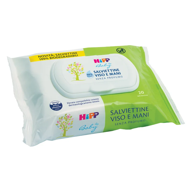 HiPP Baby Care Salviette Biodegradabili Viso e Mani 20 pezzi