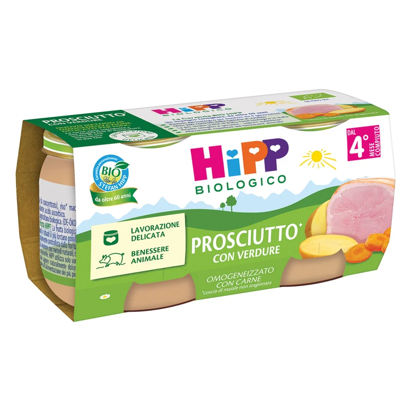 HiPP Omogeneizzato di Prosciutto con verdure Bio 160 g (2x80 g)