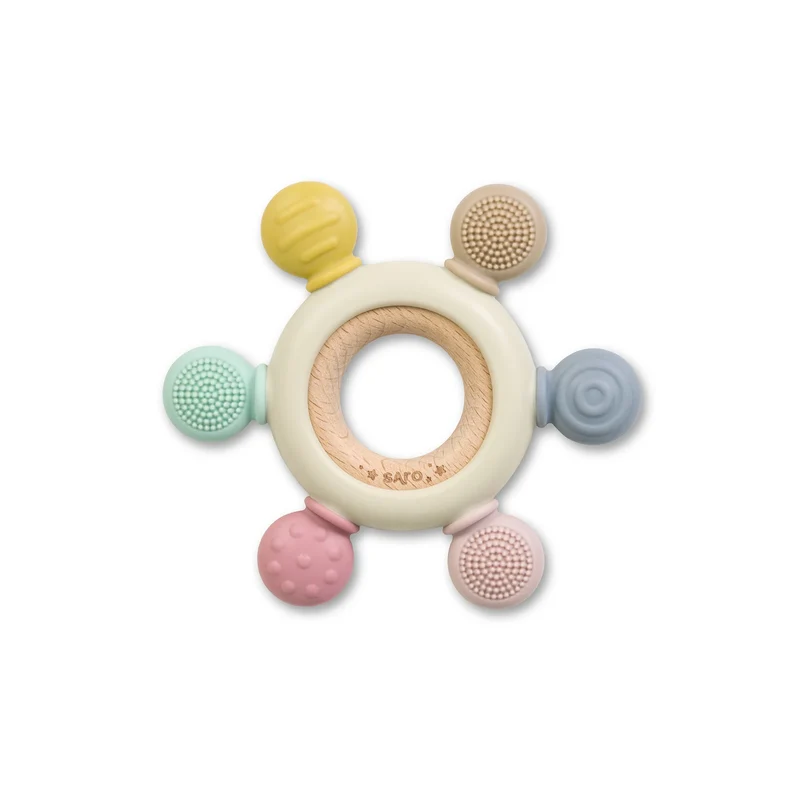 Massaggiagengive Sensoriale in legno e silicone Saro Baby