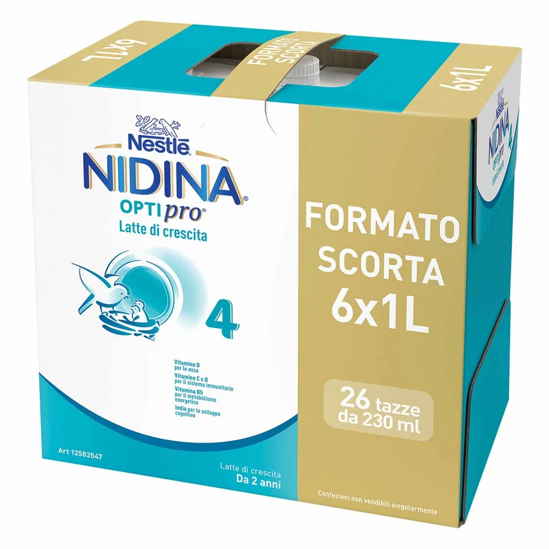 Nestlé Nidina Optipro Latte di Crescita 4 liquido 6 L (6x1 L)