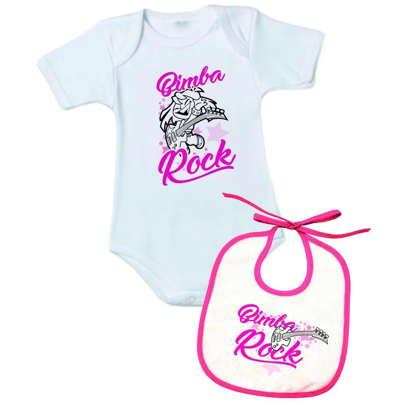 Personalizzata con frase "Bimba Rock" - Body + Bavetta