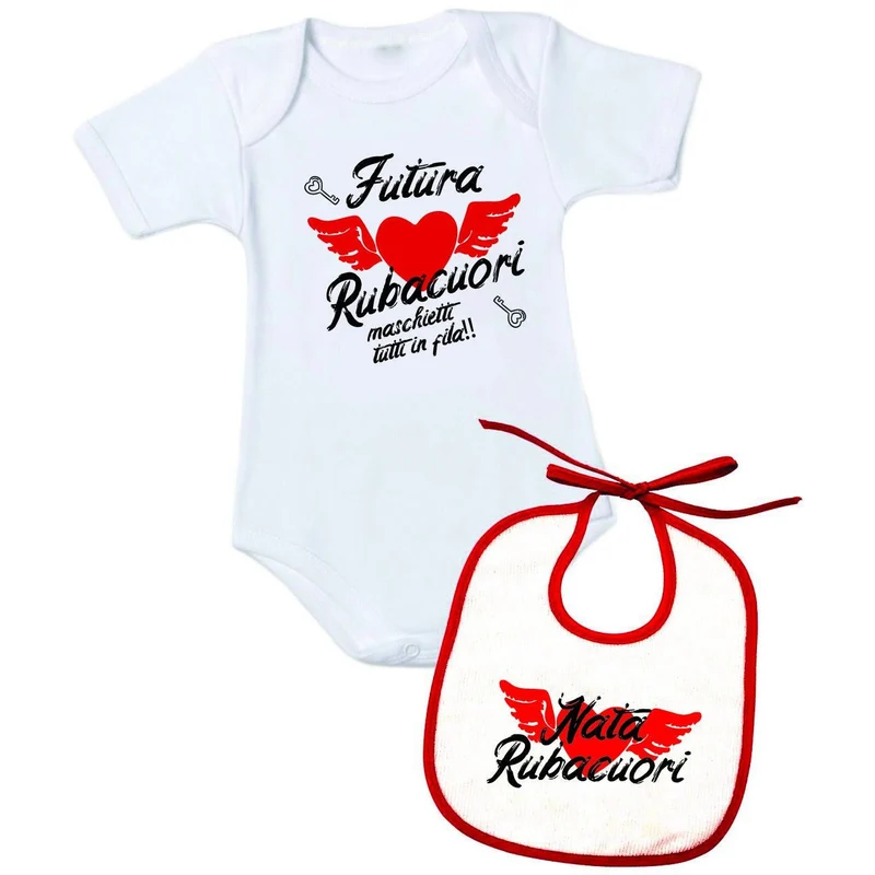Personalizzata con frase "futura rubacuori" - Body + Bavetta