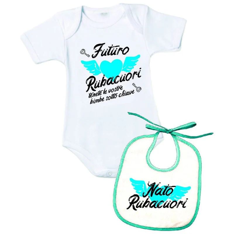 Personalizzata con frase "futuro rubacuori" - Body + Bavetta