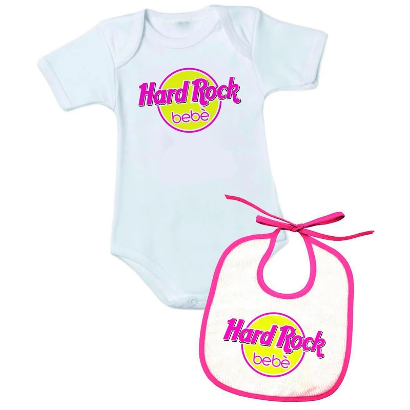Personalizzata con frase "hard rock bebè" per bimba - Body + Bavetta