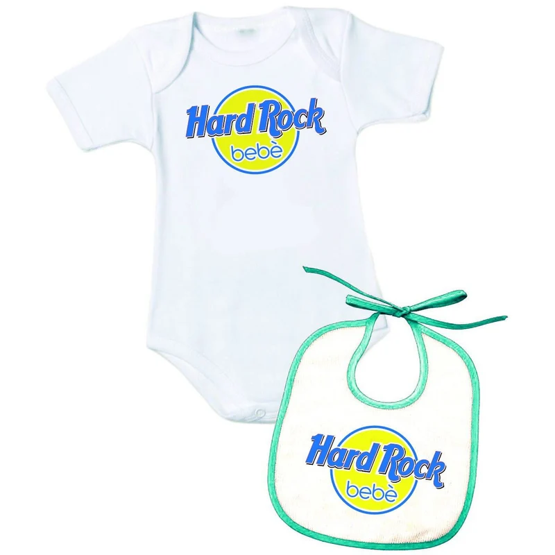 Personalizzata con frase "hard rock bebè" per bimbo - Body + Bavetta