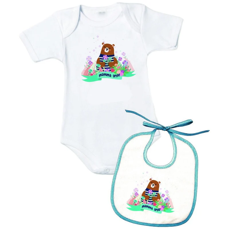 Personalizzata con frase "mamma orso" - Body + Bavetta