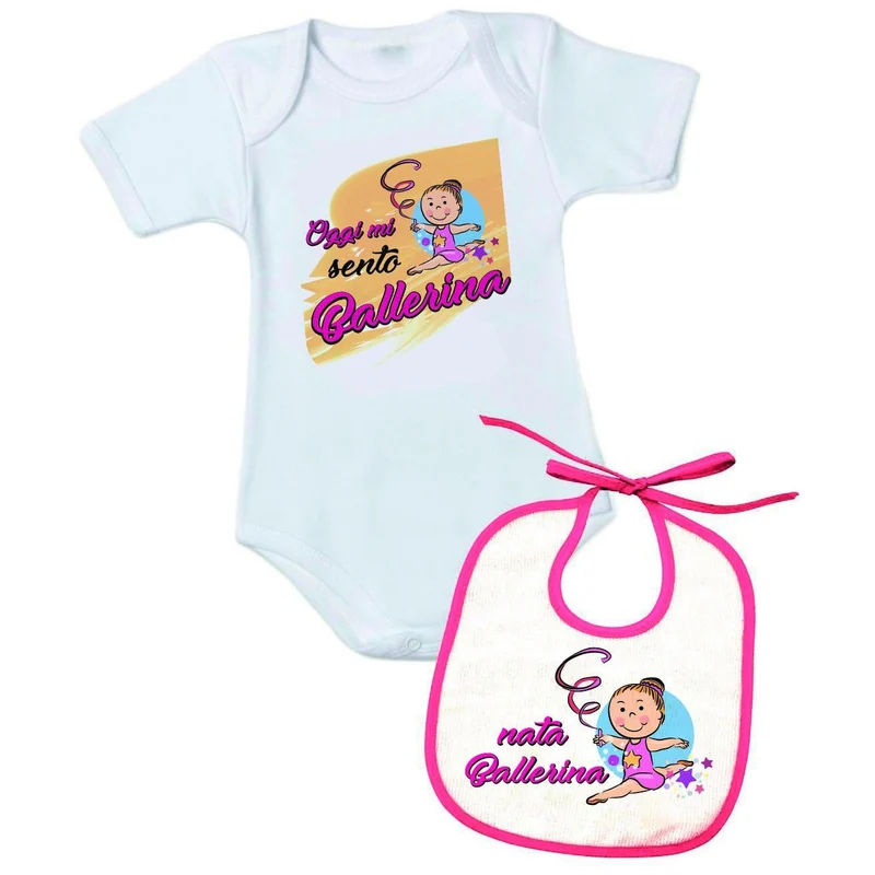 Personalizzata con frase "oggi mi sento ballerina" - Body + Bavetta