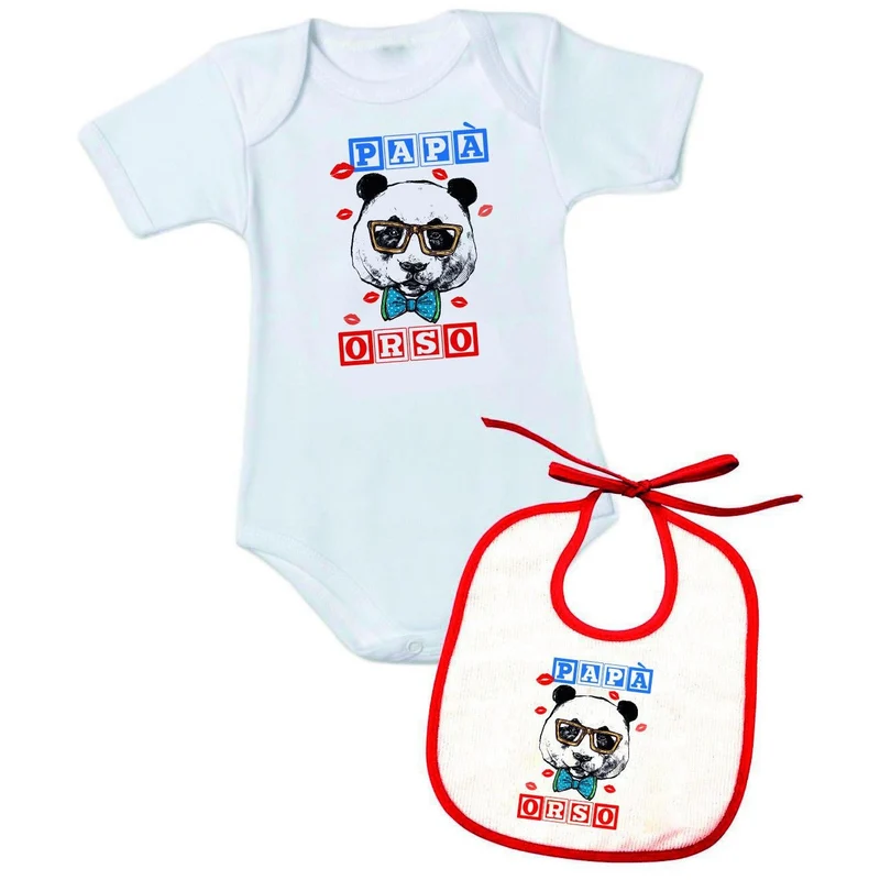 Personalizzata con frase "Papà Orso" - Body + Bavetta