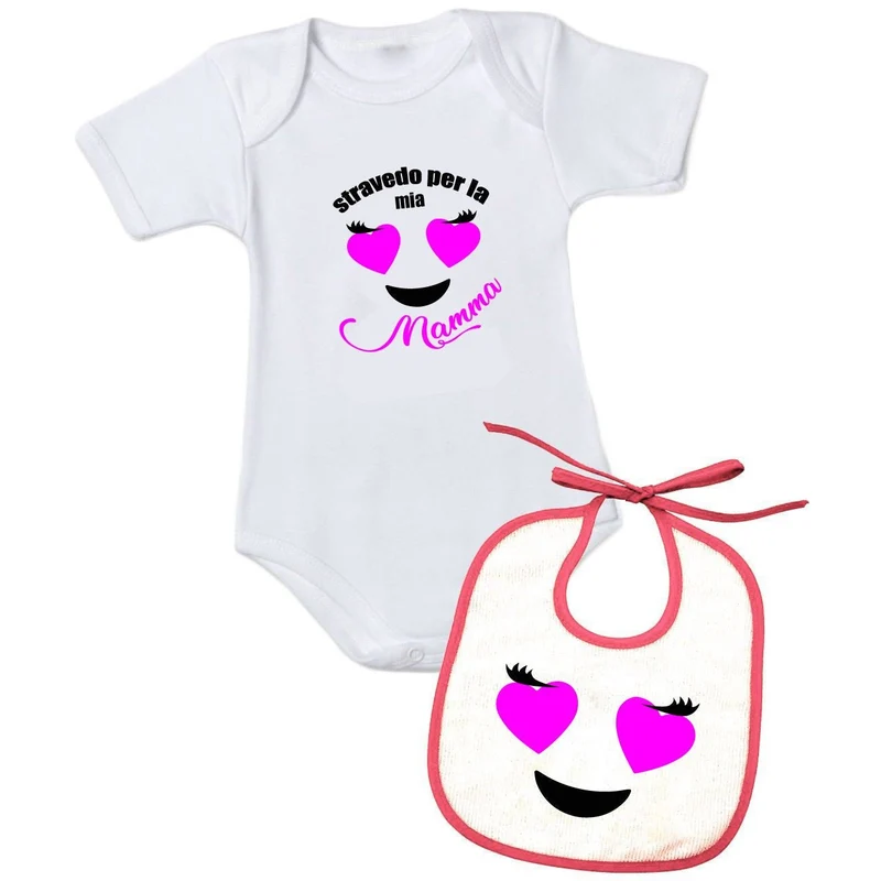 Personalizzata con frase "stravedo per la mia mamma" - Body + Bavetta