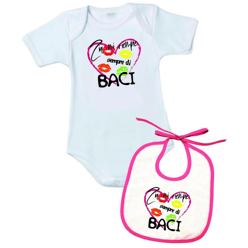 Personalizzata con frase "zia mi riempie sempre di baci" - Body + Bavetta