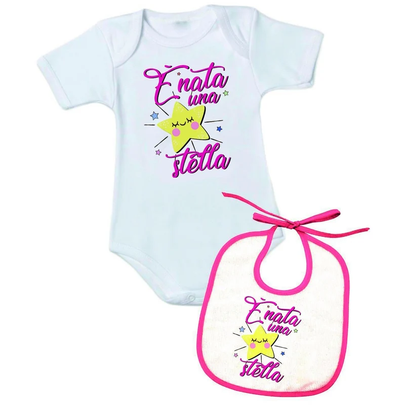 Personalizzata con frase "è nata una stella" - Body + Bavetta