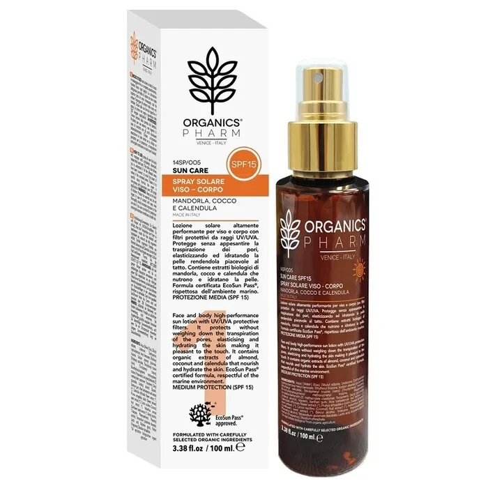 Organics Pharm Spray Solare Viso/Corpo 100ml SPF15