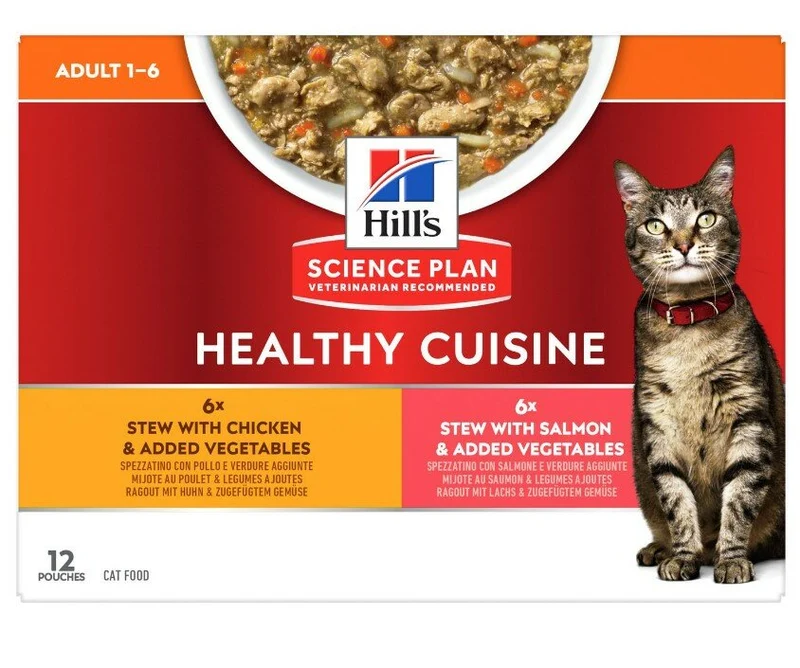 Hill's Science Plan Healthy Cuisine Multipack Umido Gatto Gusti Assortiti Pollo/Salmone Bustine 12x80g