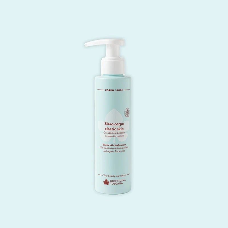 Biofficina Toscana Siero Corpo Elastic Skin con attivi elasticizzanti e menta bio toscana