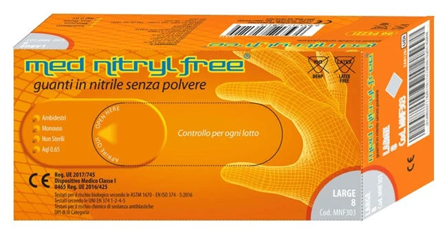 Guanto in Nitrile Senza Polvere Lubrificante Med Nitryl Free l 100 Pezzi