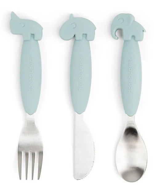 Set 3 Posate Anti-Scivolo Forchetta, Cucchiaio e Coltello Done by Deer