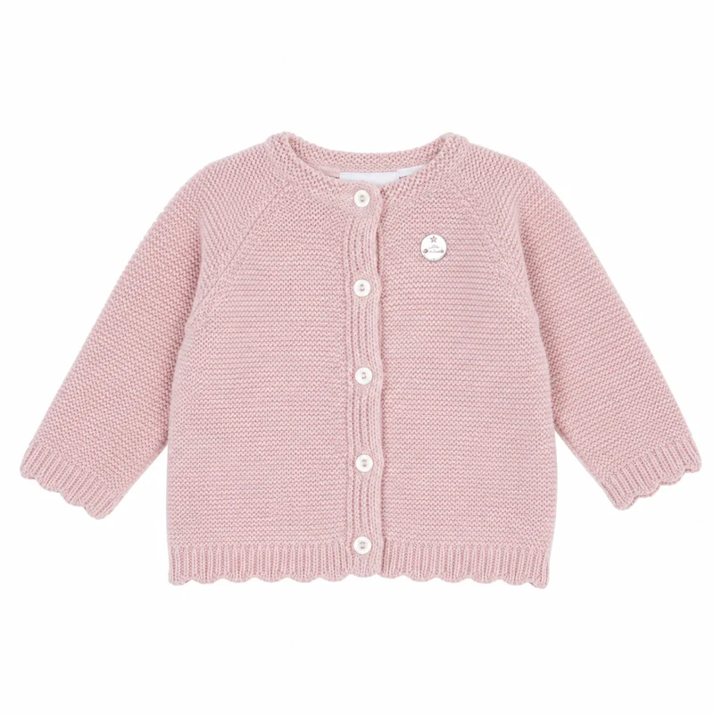 Cardigan Neonato In Maglia Con Bordi Smerlati NF.102707