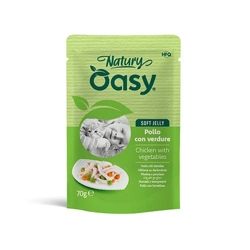 Oasy Wet Cat Natury Soft Jelly Pollo con Verdure Busta 70 g