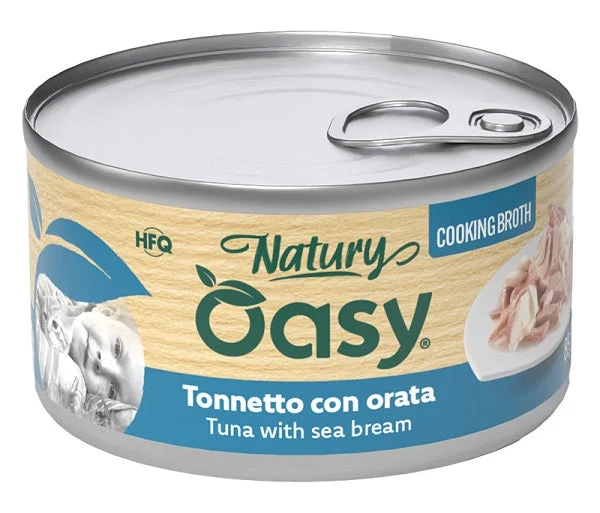 Oasy Wet Cat Natury Cooking Broth Tonnetto con Orata Lattina 85 g