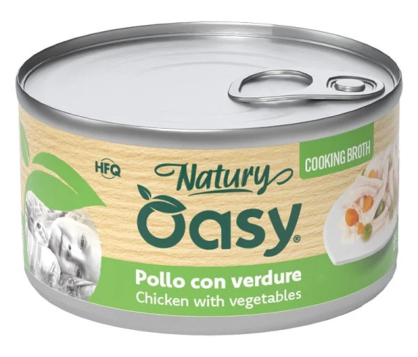 Oasy Wet Cat Natury Cooking Broth Pollo con Verdure Lattina 85 g