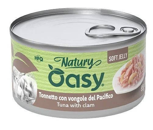 Oasy Wet Cat Natury Soft Jelly Tonnetto con Vongole Lattina 150 g