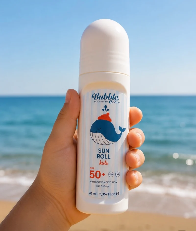 Crema solare viso e corpo SPF 50+ roll-on Bubble &Co