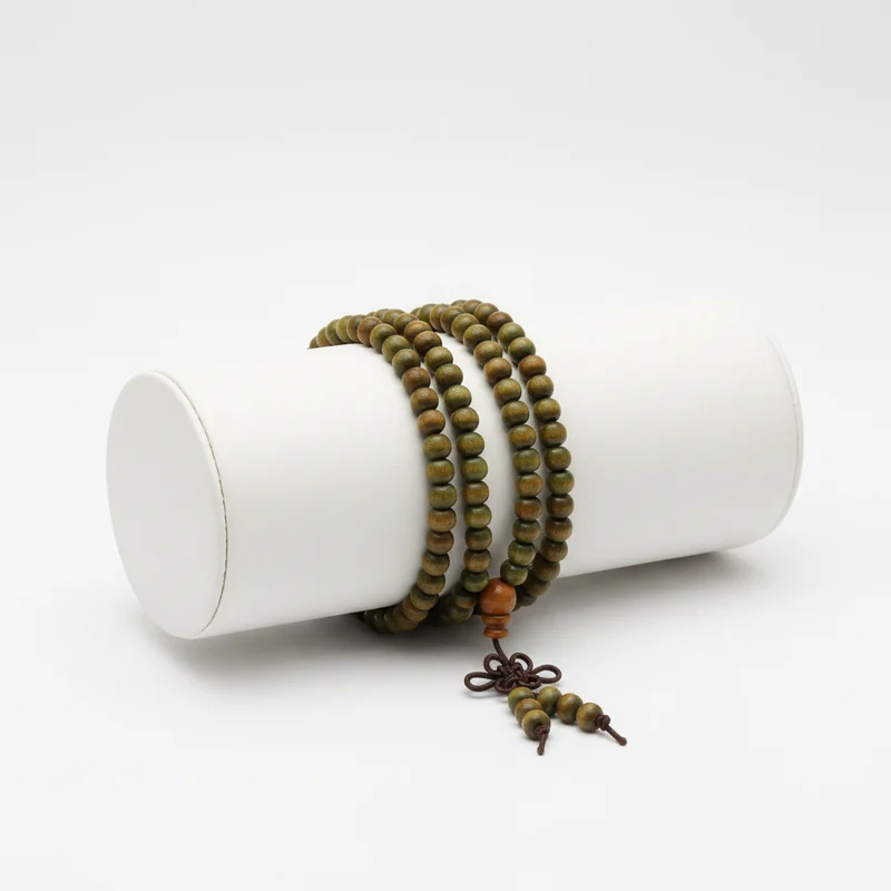 Collana Bracciale Mala In Legno Naturale Di Sandalo Verde
