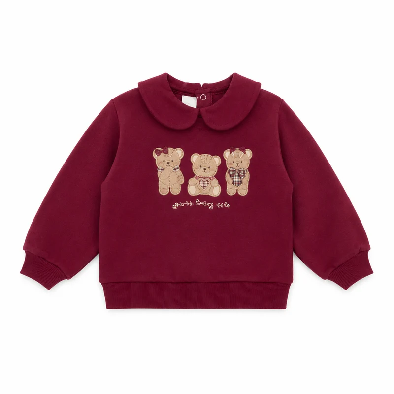 Felpa Neonato Bordeaux con Ricamo Orsetti NF.102730