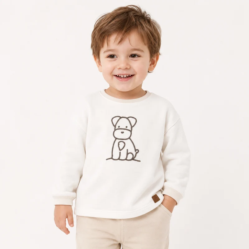 Maglia Neonato Con Ricamo Cagnolino NM.102584