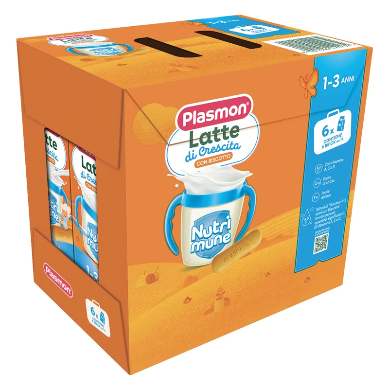 Plasmon Latte di Crescita Nutrimune con Biscotto liquido 6 L (6x1000 ml)