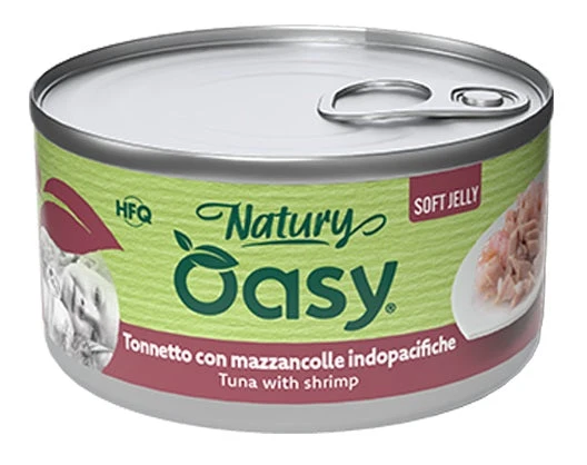 Oasy Wet Cat Natury Soft Jelly Tonnetto con Mazzancolle Lattina 150 g