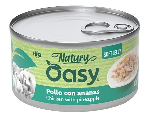 Oasy Wet Cat Natury Soft Jelly Pollo con Ananas Lattina 85 g