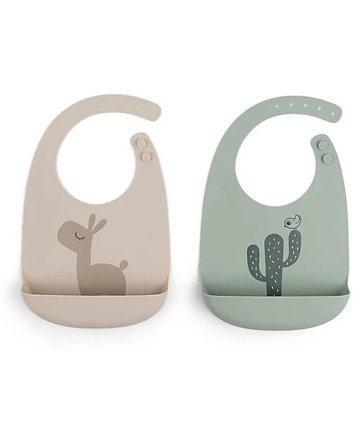 Set 2 bavaglini silicone con tasca done by deer