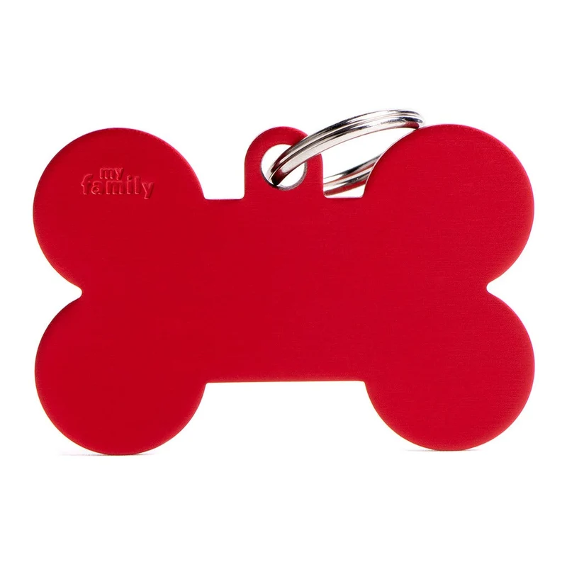 Medaglietta Per Cani E Gatti Personalizzata Osso In Alluminio Rosso Taglia XL