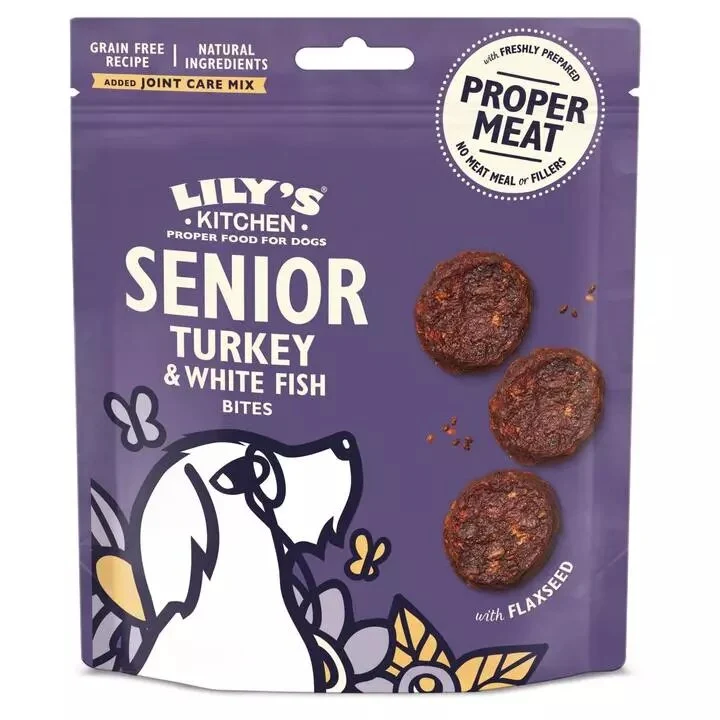 Lily's Kitchen Senior Turkey and White Fish Bites Snacks Dog 70g