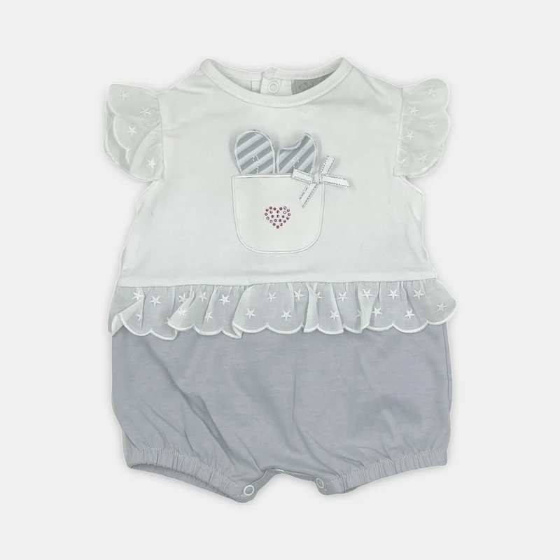 Pagliaccetto di cotone con ricamo frontale Ele-baby