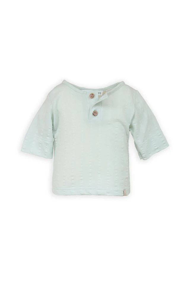 T-Shirt a maniche corte apertura polo con bottoni, BLU BLUSH, con maniche corte, in fibra di bambù e cotone, Bamboom