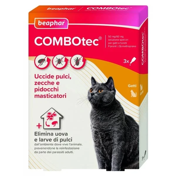 Beaphar Combotec 50mg+60mg per Gatti e Furetti 3x0,5ml