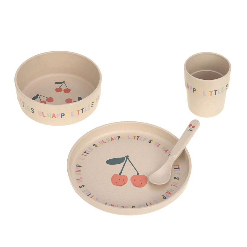 Set pappa LASSIG in cellulosa vegetale, rosa fantasia ciliegie