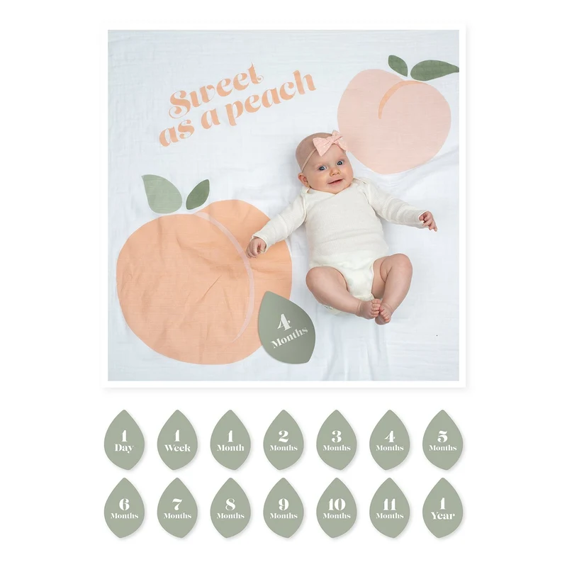 Coperta Mussola Milestone Sweet as a Peach Lulujo