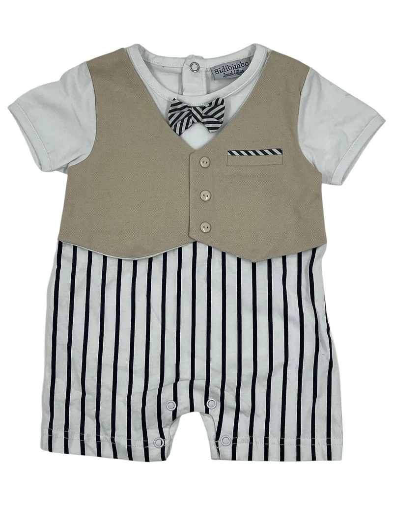 Pagliaccetto Cotone con Gilet e Papillon Bidibimbo